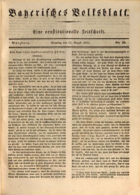Bayerisches Volksblatt Samstag 13. August 1831