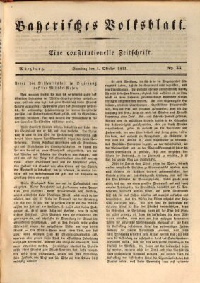 Bayerisches Volksblatt Samstag 1. Oktober 1831