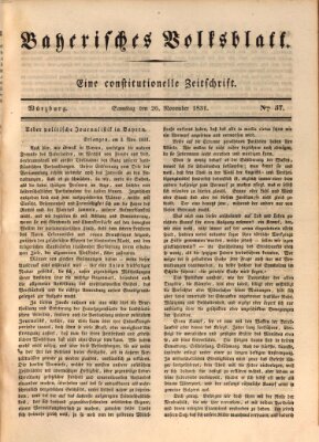 Bayerisches Volksblatt Samstag 26. November 1831