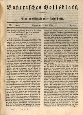 Bayerisches Volksblatt Samstag 7. April 1832