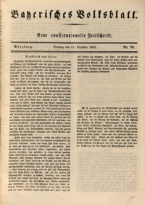 Bayerisches Volksblatt Dienstag 11. Dezember 1832
