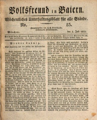 Volksfreund in Baiern (Laterna magica) Samstag 5. Juli 1823