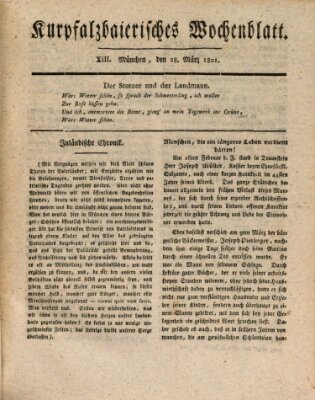 Kurpfalzbaierisches Wochenblatt Samstag 28. März 1801