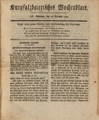 Kurpfalzbaierisches Wochenblatt Samstag 26. Dezember 1801