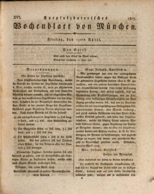 Kurpfalzbaierisches Wochenblatt von München (Kurpfalzbaierisches Wochenblatt) Freitag 19. April 1805