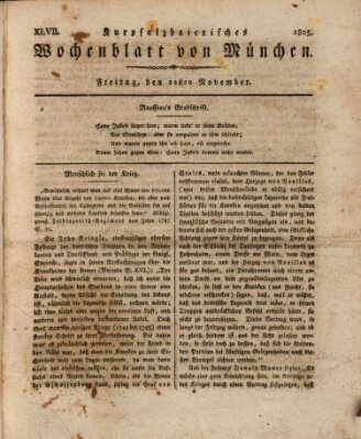 Kurpfalzbaierisches Wochenblatt von München (Kurpfalzbaierisches Wochenblatt) Freitag 22. November 1805