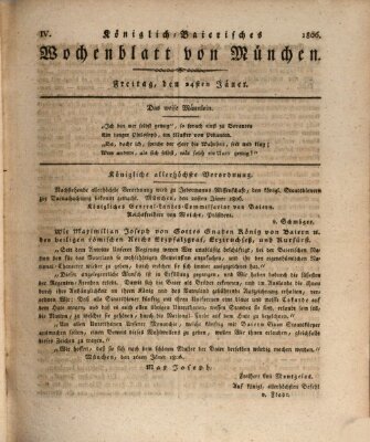 Königlich-baierisches Wochenblatt von München (Kurpfalzbaierisches Wochenblatt) Freitag 24. Januar 1806