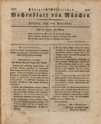 Königlich-baierisches Wochenblatt von München (Kurpfalzbaierisches Wochenblatt) Freitag 7. November 1806