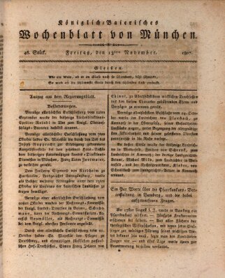 Königlich-baierisches Wochenblatt von München (Kurpfalzbaierisches Wochenblatt) Freitag 13. November 1807