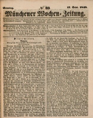 Münchener Wochen-Zeitung Sonntag 17. September 1848