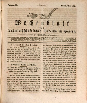 Wochenblatt des Landwirtschaftlichen Vereins in Bayern Dienstag 20. März 1821