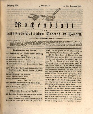 Wochenblatt des Landwirtschaftlichen Vereins in Bayern Dienstag 31. Dezember 1822