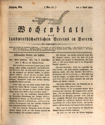 Wochenblatt des Landwirtschaftlichen Vereins in Bayern Dienstag 1. April 1823