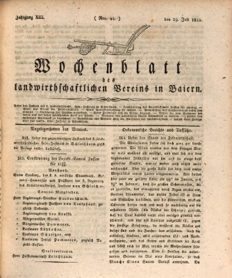 Wochenblatt des Landwirtschaftlichen Vereins in Bayern Dienstag 29. Juli 1823