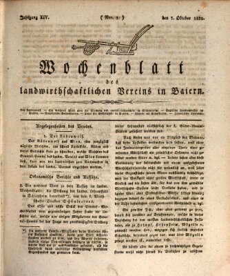 Wochenblatt des Landwirtschaftlichen Vereins in Bayern Dienstag 7. Oktober 1823