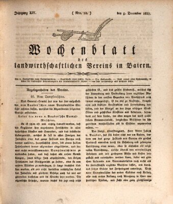 Wochenblatt des Landwirtschaftlichen Vereins in Bayern Dienstag 9. Dezember 1823