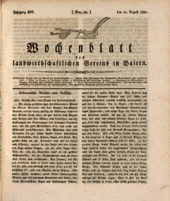 Wochenblatt des Landwirtschaftlichen Vereins in Bayern Dienstag 31. August 1824