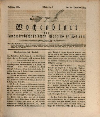 Wochenblatt des Landwirtschaftlichen Vereins in Bayern Dienstag 21. Dezember 1824