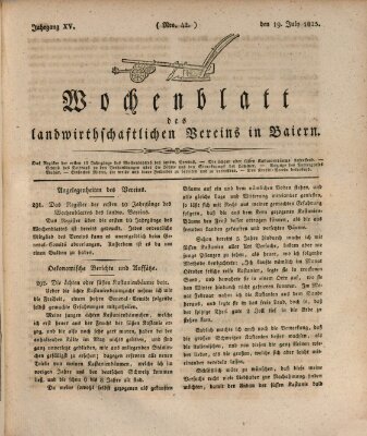 Wochenblatt des Landwirtschaftlichen Vereins in Bayern Dienstag 19. Juli 1825