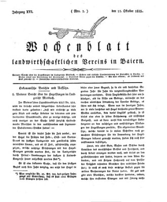 Wochenblatt des Landwirtschaftlichen Vereins in Bayern Dienstag 11. Oktober 1825