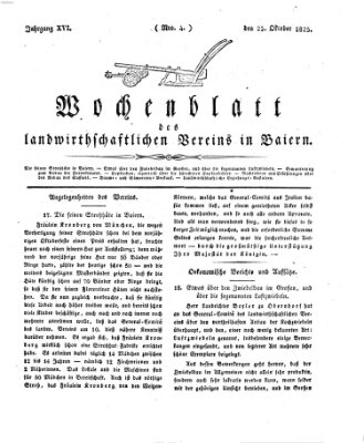 Wochenblatt des Landwirtschaftlichen Vereins in Bayern Dienstag 25. Oktober 1825