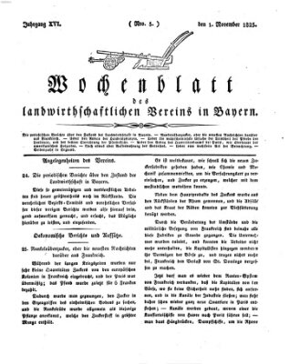 Wochenblatt des Landwirtschaftlichen Vereins in Bayern Dienstag 1. November 1825