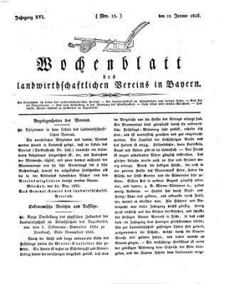 Wochenblatt des Landwirtschaftlichen Vereins in Bayern Dienstag 10. Januar 1826