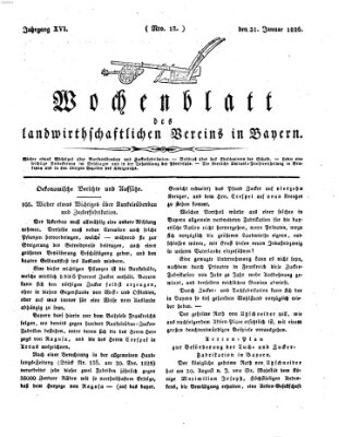 Wochenblatt des Landwirtschaftlichen Vereins in Bayern Dienstag 31. Januar 1826