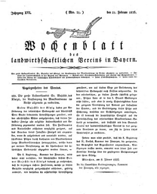 Wochenblatt des Landwirtschaftlichen Vereins in Bayern Dienstag 21. Februar 1826