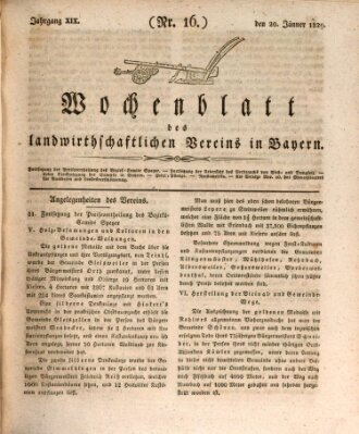 Wochenblatt des Landwirtschaftlichen Vereins in Bayern Dienstag 20. Januar 1829
