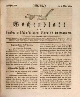Wochenblatt des Landwirtschaftlichen Vereins in Bayern Dienstag 3. März 1829