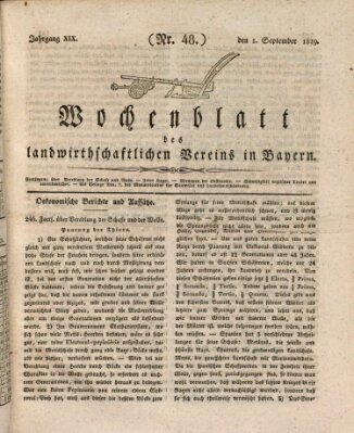 Wochenblatt des Landwirtschaftlichen Vereins in Bayern Dienstag 1. September 1829