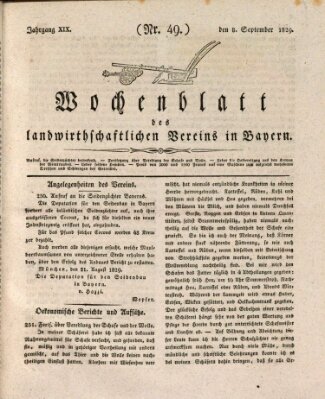 Wochenblatt des Landwirtschaftlichen Vereins in Bayern Dienstag 8. September 1829