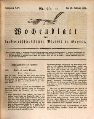 Wochenblatt des Landwirtschaftlichen Vereins in Bayern Dienstag 17. Februar 1835