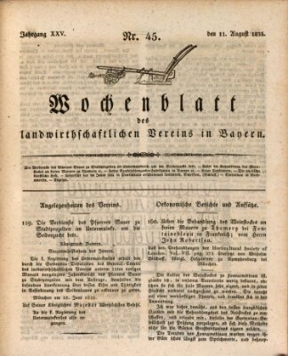 Wochenblatt des Landwirtschaftlichen Vereins in Bayern Dienstag 11. August 1835