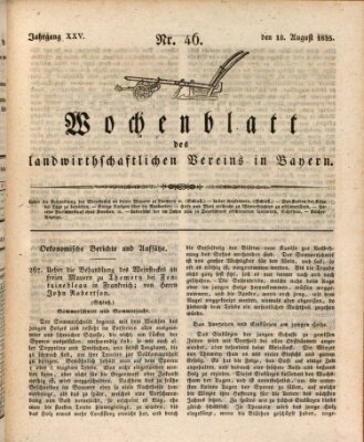 Wochenblatt des Landwirtschaftlichen Vereins in Bayern Dienstag 18. August 1835