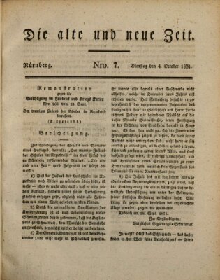 Die alte und neue Zeit Dienstag 4. Oktober 1831