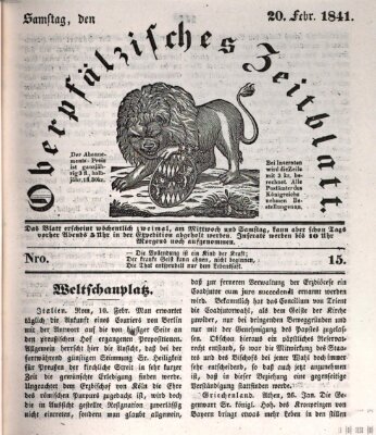 Oberpfälzisches Zeitblatt (Amberger Tagblatt) Samstag 20. Februar 1841