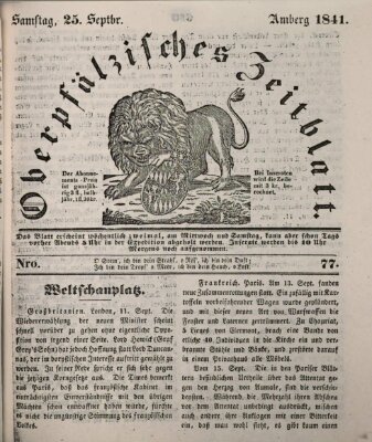 Oberpfälzisches Zeitblatt (Amberger Tagblatt) Samstag 25. September 1841