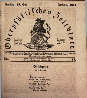 Oberpfälzisches Zeitblatt (Amberger Tagblatt) Samstag 15. Oktober 1842