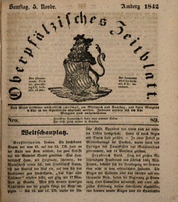 Oberpfälzisches Zeitblatt (Amberger Tagblatt) Samstag 5. November 1842