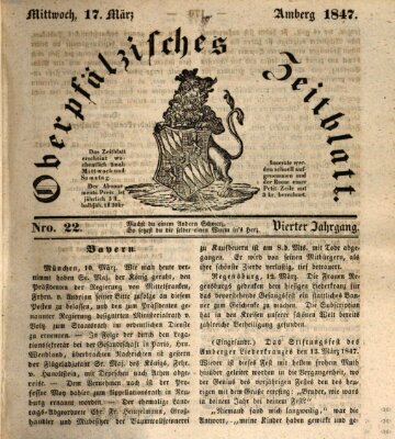 Oberpfälzisches Zeitblatt (Amberger Tagblatt) Mittwoch 17. März 1847