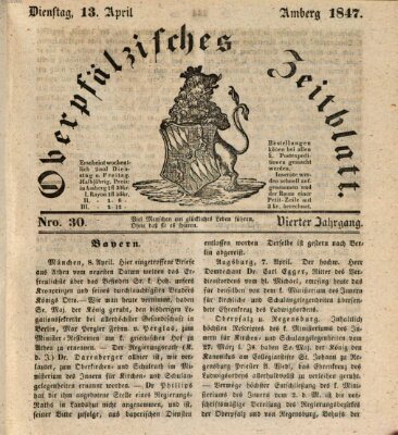 Oberpfälzisches Zeitblatt (Amberger Tagblatt) Dienstag 13. April 1847