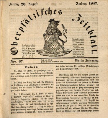 Oberpfälzisches Zeitblatt (Amberger Tagblatt) Freitag 20. August 1847