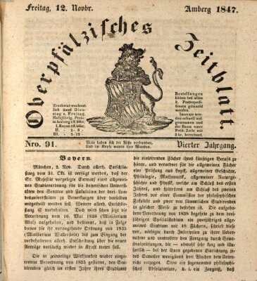 Oberpfälzisches Zeitblatt (Amberger Tagblatt) Freitag 12. November 1847
