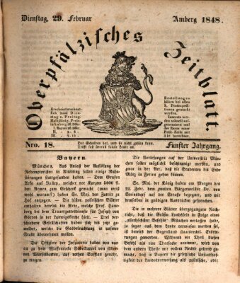 Oberpfälzisches Zeitblatt (Amberger Tagblatt) Dienstag 29. Februar 1848