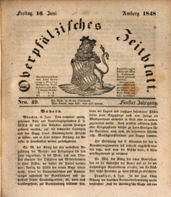 Oberpfälzisches Zeitblatt (Amberger Tagblatt) Freitag 16. Juni 1848