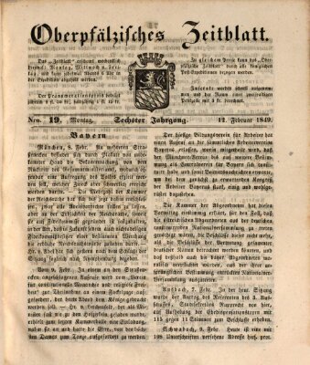 Oberpfälzisches Zeitblatt (Amberger Tagblatt) Montag 12. Februar 1849