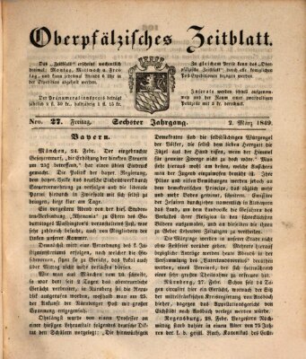 Oberpfälzisches Zeitblatt (Amberger Tagblatt) Freitag 2. März 1849