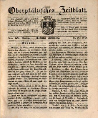 Oberpfälzisches Zeitblatt (Amberger Tagblatt) Montag 14. Mai 1849